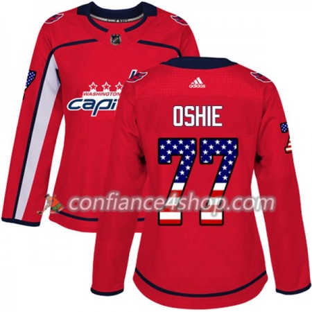 Adidas Maillot de Hockey Washington Capitals T.J. Oshie 77 2017-2018 Rouge USA Flag Fashion Authentic - Femme